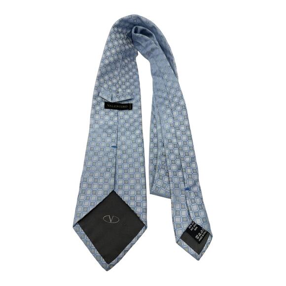 Valentino Blue Geometric Silk Tie – 100% Luxury Italian Designer Necktie - Picture 2 of 8